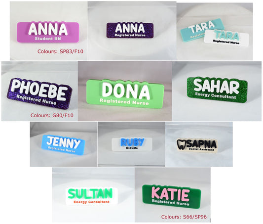 3D Personalised Acrylic Name Badge / Tag : 132,000+ Variations! | Doctor | Nurse | Teacher | Dentist etc.